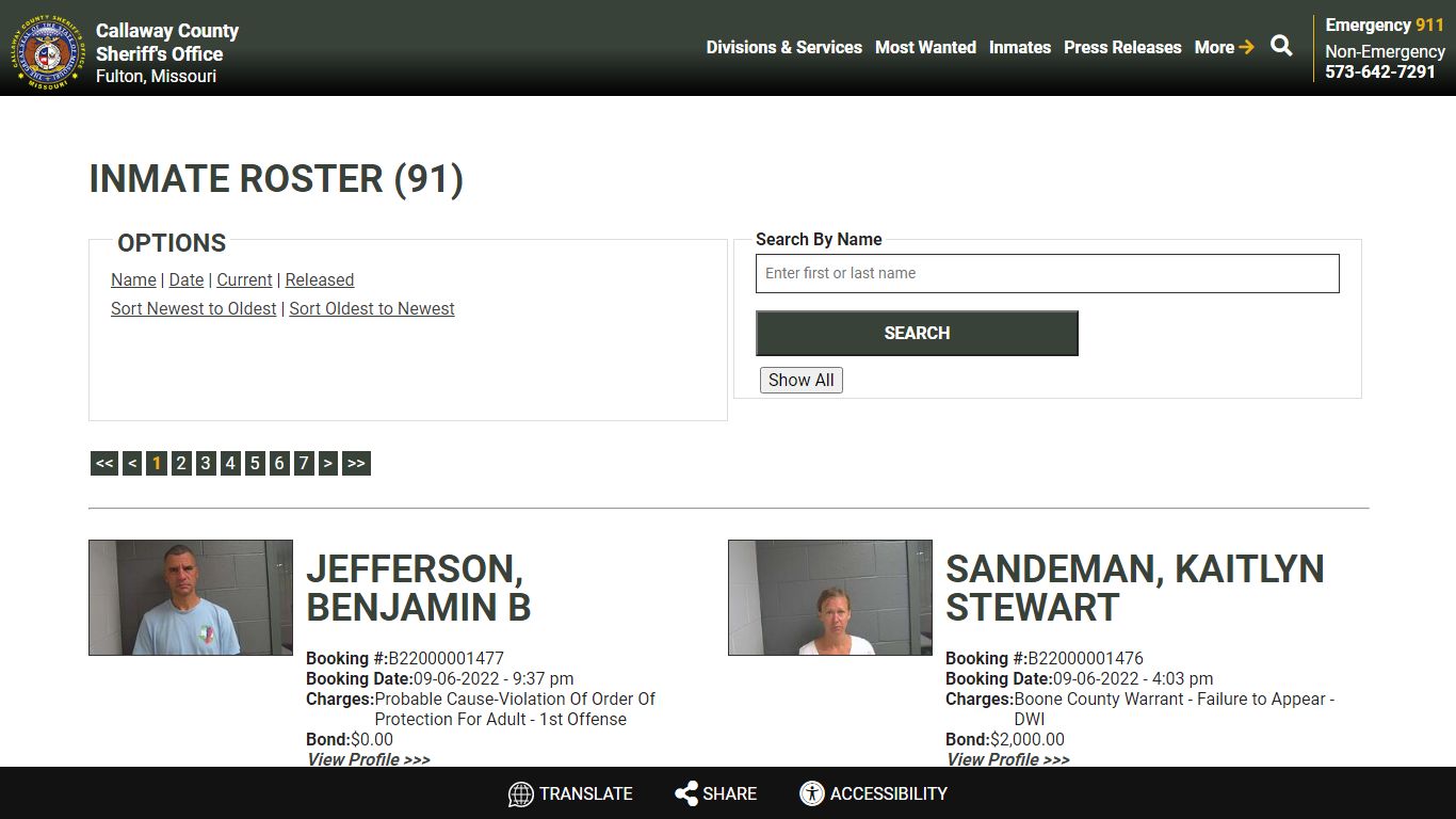 Inmate Roster - Callaway County Sheriff's Office, Missouri